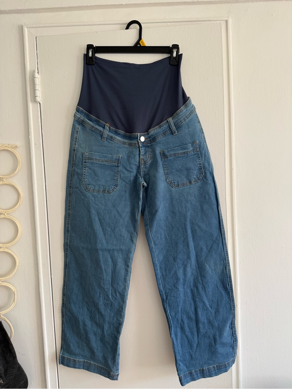 Maacie Maternity Denim Jeans with Navy Support Panel - Women's Blue